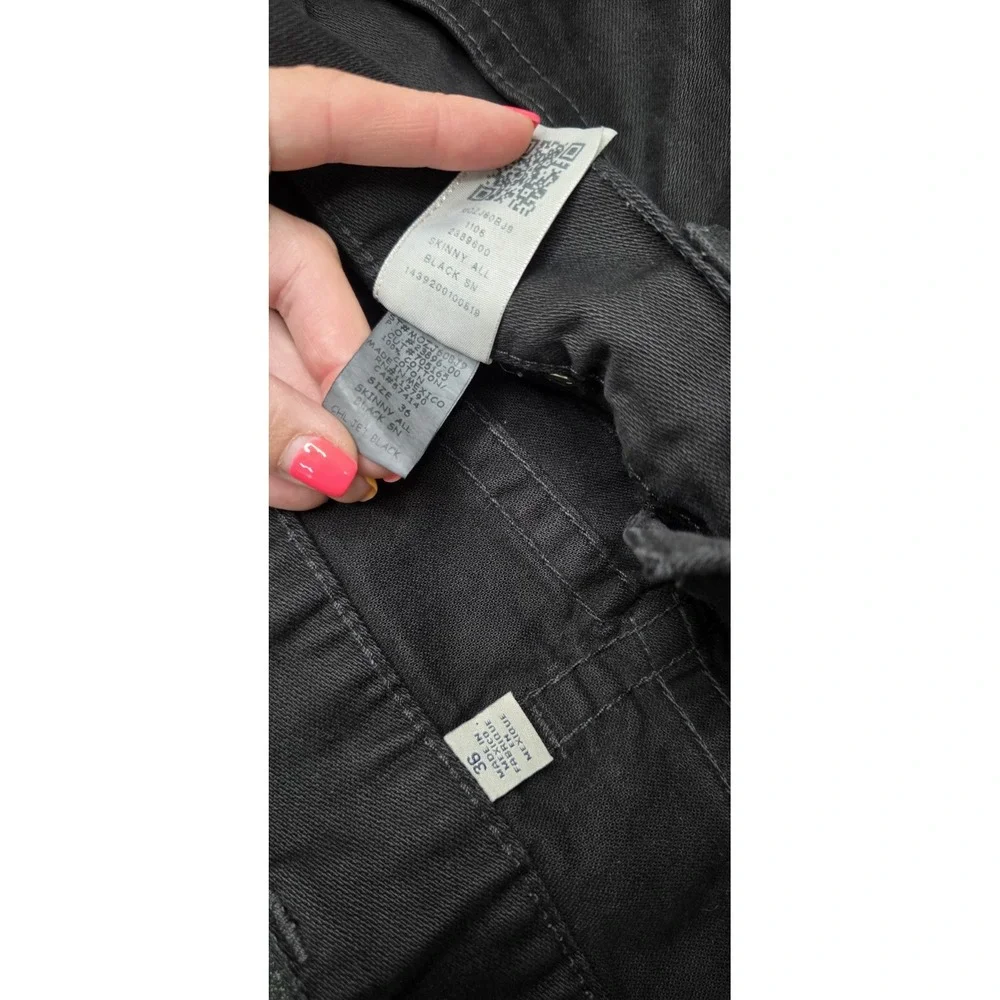 TRUE RELIGION Skinny Denim Jeans Men 36x34 Black Y2K Stitch Pocket